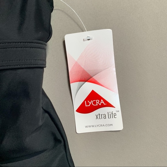 NWT!  ATHLETA smocked black tankini swim top, 32 B/C. - Picture 4 of 6